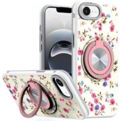 iPhone 17E / 16E / SE4 Metal Diamond CD Pattern Design Matte Finished Hybrid with Rotational Rin