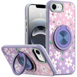 iPhone 17E / 16E / SE4 Metal Diamond CD Pattern Design Matte Finished Hybrid with Rotational Rin