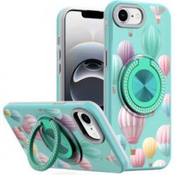 iPhone 17E / 16E / SE4 Metal Diamond CD Pattern Design Matte Finished Hybrid with Rotational Rin