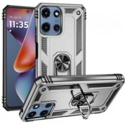 Moto G 5G 2025/2026 - G Play 2026 - Ring Magnetic Kickstand Hybrid Case Cover - Silver
