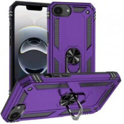 iPhone 17E / 16E / SE4 Ring Magnetic Kickstand Hybrid Case Cover - Dark Purple