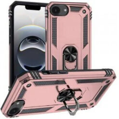 iPhone 17E / 16E / SE4 Ring Magnetic Kickstand Hybrid Case Cover - Rose Gold