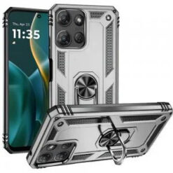 Moto G Stylus 5G 2026/2025 Ring Magnetic Kickstand Hybrid Case Cover - Silver