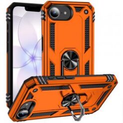 iPhone 16E (E edition) / SE4 (2025) Ring Magnetic Kickstand Hybrid Case Cover - Cosmic Orange