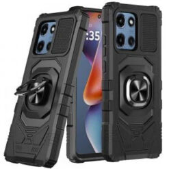 Moto G 5G 2025/2026 - G Play 2026 - Robotic Hybrid with Magnetic Ring Stand Case Cover - Black