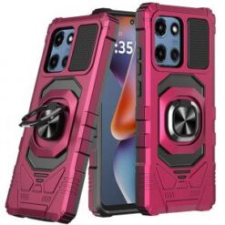 Moto G 5G 2025/2026 - G Play 2026 - Robotic Hybrid with Magnetic Ring Stand Case Cover - Hot Pin