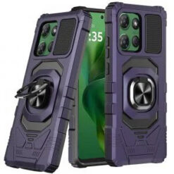 Moto G Power 2026/2025 Robotic Hybrid with Magnetic Ring Stand Case Cover - Dark Purple