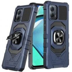Motorola Moto G Power 5g 2024 Robotic Hybrid with Magnetic Ring Stand Case Cover - Dark Blue