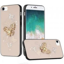 iPhone 17E / 16E / SE4 SPLENDID Diamond Glitter Ornaments Engraving Case Cover - Garden Butterfl