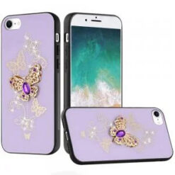 iPhone 17E / 16E / SE4 SPLENDID Diamond Glitter Ornaments Engraving Case Cover - Garden Butterfl