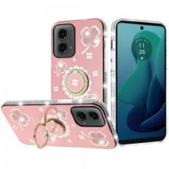Motorola Moto G 5G 2024 Splendid Glitter with Diamonds All Around Edges Ring Stand Case Cover -