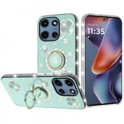 Moto G 5G 2025/2026 - G Play 2026 - Splendid Glitter with Diamonds All Around Edges Ring Stand C