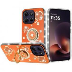 Moto G Power 5G 2026/2025 Splendid Glitter with Diamonds All Around Edges Ring Stand Case Cover