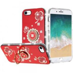 iPhone 17E / 16E / SE4 Splendid Glitter with Diamonds All Around Edges Ring Stand Case Cover - R