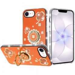 iPhone 16E (E edition) / SE4 (2025) Splendid Glitter with Diamonds All Around Edges Ring Stand C
