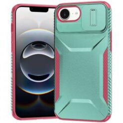 iPhone 17E / 16E / SE4 Ultimate U Design Hybrid with Camera Window Covering - Teal+Hot Pink