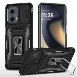 Motorola Moto Edge 5G 2024 Utter Tough Metal Ring Movable Camera Window Hybrid - Black