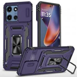 Moto G Power 2026/2025 Utter Tough Metal Ring Movable Camera Window Hybrid Case Cover - Dark Pur