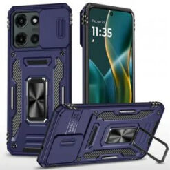 Moto G Stylus 5G 2026/2025 Utter Tough Metal Ring Movable Camera Window Hybrid Case Cover - Dark