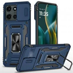 Moto G Stylus 5G 2026/2025 Utter Tough Metal Ring Movable Camera Window Hybrid Case Cover - Navy