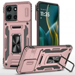 Moto G Stylus 5G 2026/2025 Utter Tough Metal Ring Movable Camera Window Hybrid Case Cover - Rose