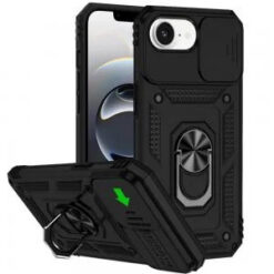 iPhone 17E / 16E / SE4 Well Protective Magentic Ring Stand Camera Protective Cover Case - Black