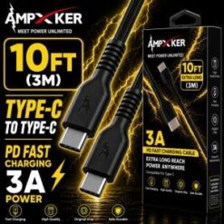10FT Type C - Type C PD Fast Charging Cable - BLACK (LANE C BOXES - ITEM 24)
