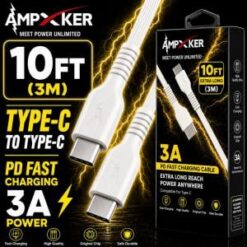 10FT Type C - Type C PD Fast Charging Cable - White (LANE C BOXES - ITEM 25)