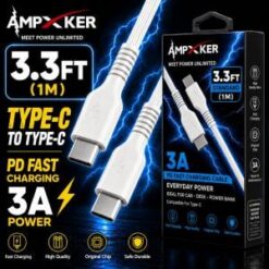 3FT Type C - Type C PD Fast Charging Cable - White (LANE C BOXES - ITEM 21)