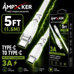 [5FT FAST CABLE] (3A PD-TypeC WHITE) - BRAIDED - (LANE C BOXES ITEM 3)