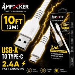 10 FT - USB-A to TYPE-C - Fast Charging Cable  - White (LANE C BOXES - ITEM 23)