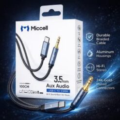 MICCELL [CABLE] (TypeC 3.3FT 1M GRAY) - BRAIDED - (LANE B18 ITEM 22)